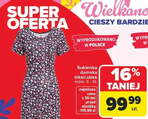 Sukienka damska gracjana promocja w Carrefour