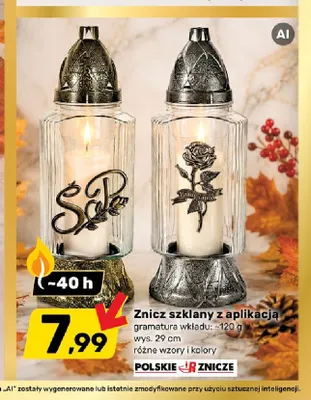 Znicz szklany z aplikacją Polskie Znicze promocja w Bricomarche