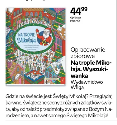 Książka Na tropie Mikołaja. Wyszukiwanka Opracowanie zbiorowe Wydawnictwo Wilga promocja w Empik