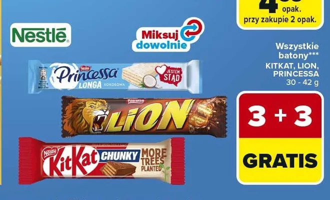 Batony KitKat, Lion, Princessa promocja w Carrefour