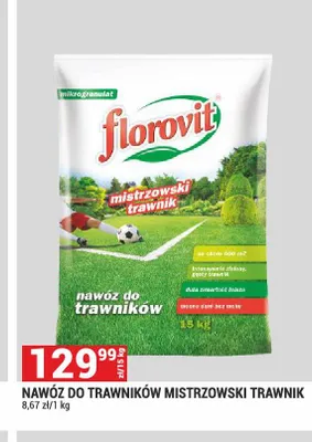 Nawóz do trawników Florovit Mistrzowski Trawnik promocja w Merkury Market