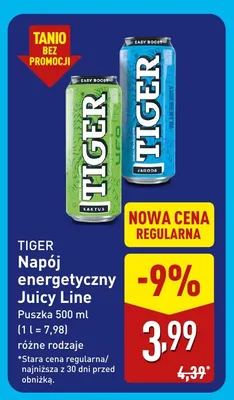 Napój energetyczny Juicy Line Tiger promocja w Aldi