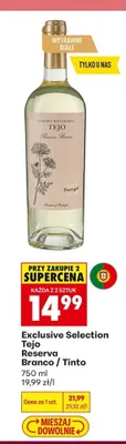 Wino wytrawne czerwone Exclusive Selection Tejo Reserva Tinto promocja w Biedronka