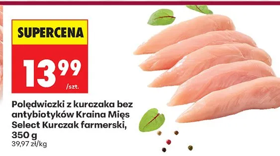 Polędwiczki z kurczaka bez antybiotyków Select Kurczak farmerski promocja w Biedronka