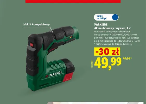 Akumulatorowy zszywacz Parkside promocja w Lidl