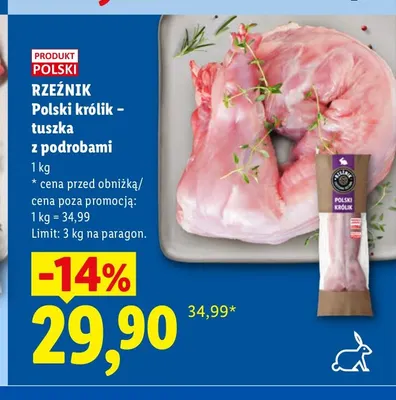 Polski królik - tuszka z podrobami Rzeźnik promocja w Lidl