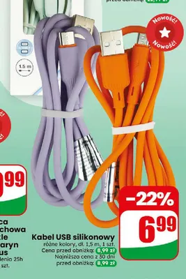 Kabel USB silikonowy dł. 1,5 m promocja w Dino