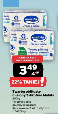 Twaróg półtłusty mielony 3-krotnie Maluta promocja w Netto