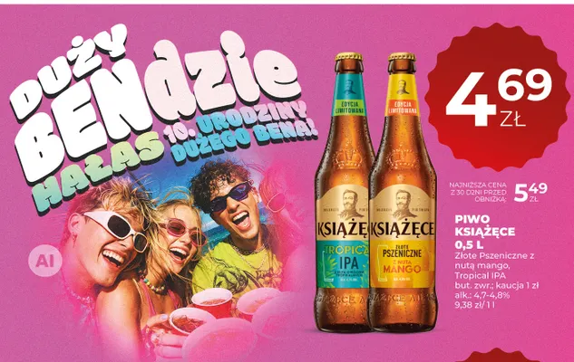 Piwo Książęce Złote Pszeniczne z nutą mango promocja w Duży Ben