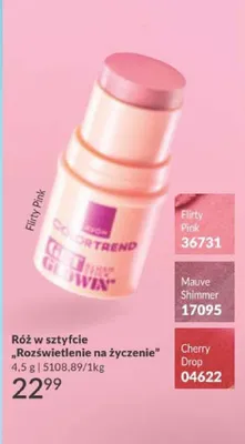 Róż w sztyfcie Rozświetlenie na życzenie Mauve Shimmer promocja w AVON