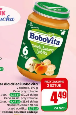 Deser dla dzieci morele banany i jabłka promocja w Dino