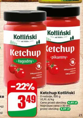 Ketchup Kotliński pikantny promocja w Dino