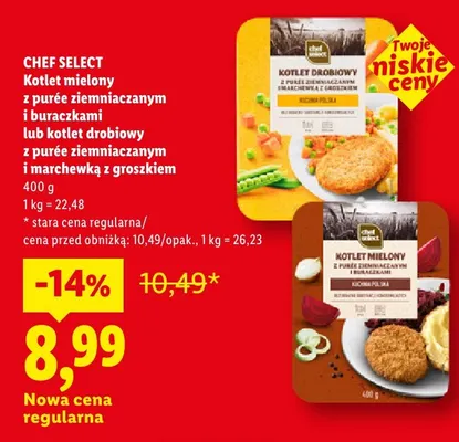 Kotlet drobiowy z purée ziemniaczanym i marchewką z groszkiem Chef Select promocja w Lidl