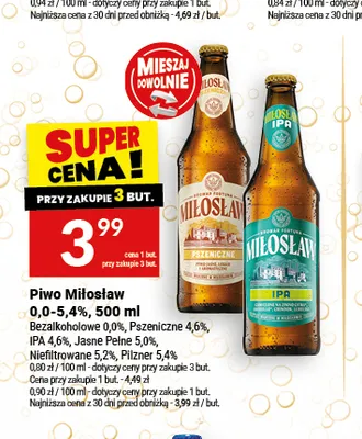Piwo Miłosław Pilzner 5,4% promocja w Twój Market
