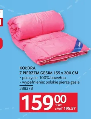 Kołdra z pierzem gęsim 155x200 cm promocja w Selgros