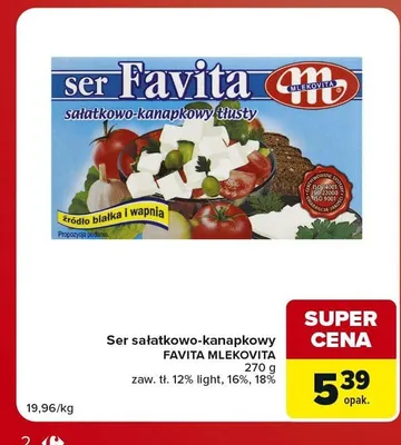 Ser sałatkowo-kanapkowy Mlekovita Favita 18% promocja w Carrefour Market