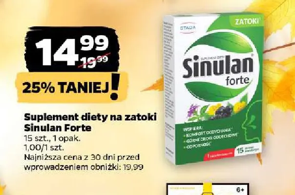 Suplement diety na zatoki Sinulan Forte promocja w Netto