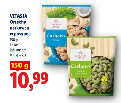 Orzechy nerkowca w posypce wasabi Vitasia promocja w Lidl
