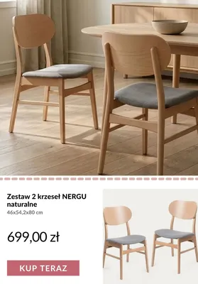 Zestaw 2 krzeseł Nergu naturalne promocja w Homla