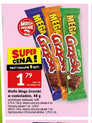 Wafle Mega Grześki w czekoladzie kakaowe promocja w Twój Market