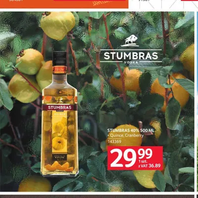 Wódka STUMBRAS Cranberry 40% promocja w Selgros