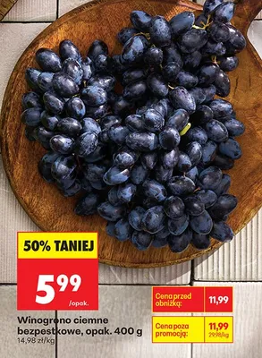 Winogrono ciemne bezpestkowe promocja w Biedronka