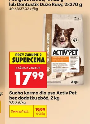 Sucha karma dla psa Activ'Pet bez dodatku zbóż promocja w Biedronka