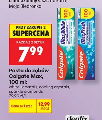 Pasta do zębów Colgate Max Sparkle Diamonds promocja w Biedronka