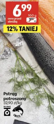 Pstrąg patroszony świeży promocja w Delikatesy Centrum