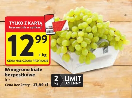 Winogrono białe bezpestkowe luz promocja w Intermarche