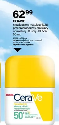 Niewidoczny matujący fluid przeciwsłoneczny dla skóry normalnej i tłustej SPF 50+ CERAVE promocja w Ziko Dermo