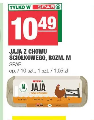 Jaja z chowu ściółkowego rozm. M SPAR promocja w SPAR