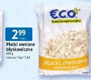 Płatki owsiane błyskawiczne Eco+ promocja w Leclerc