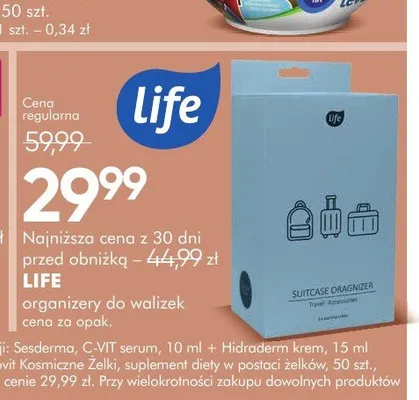 Organizery do walizek LIFE promocja w Super-Pharm