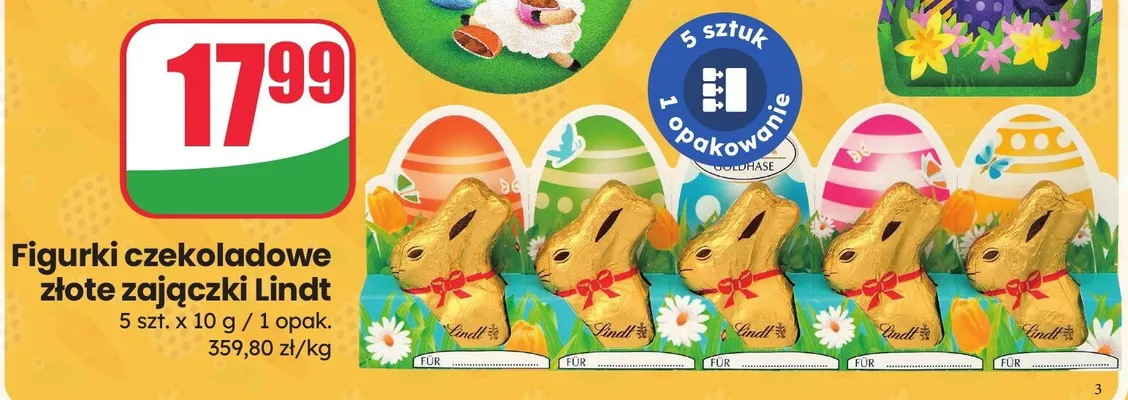 Figurki czekoladowe złote zajączki promocja w Dino