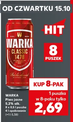 Piwo Warka Classic 8-pak promocja w Kaufland