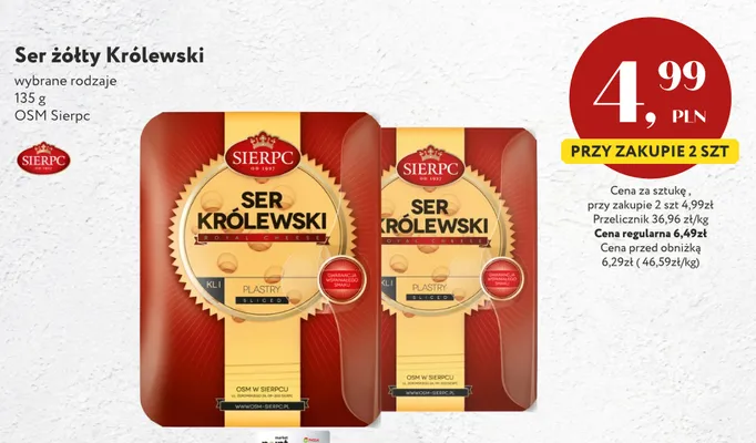 Ser żółty Królewski Sierpc promocja w Market Point