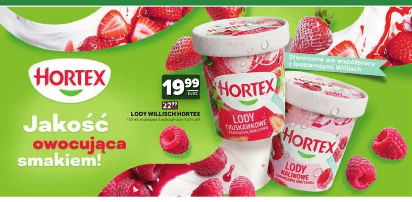 Lody Hortex Willisch truskawkowe promocja w Stokrotka