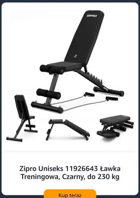Ławka treningowa Zipro czarna do 230 kg promocja w Amazon