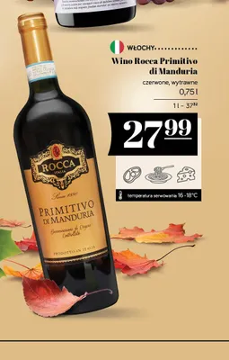 Wino czerwone Rocca Primitivo di Manduria wytrawne promocja w POLOmarket
