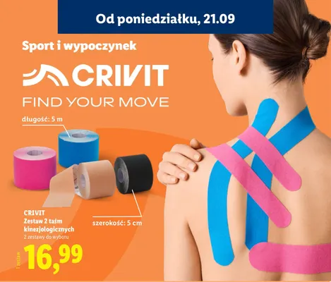 Zestaw 2 taśm kinezjologicznych Crivit promocja w Lidl