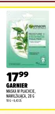 Maska w płachcie nawilżająca Garnier promocja w Drogerie Natura