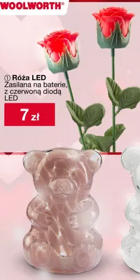 Róża LED zasilana na baterie z czerwoną diodą LED promocja w Woolworth