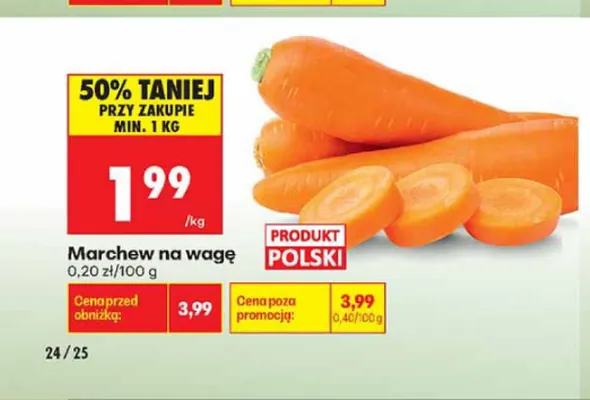 Marchew na wagę promocja w Biedronka