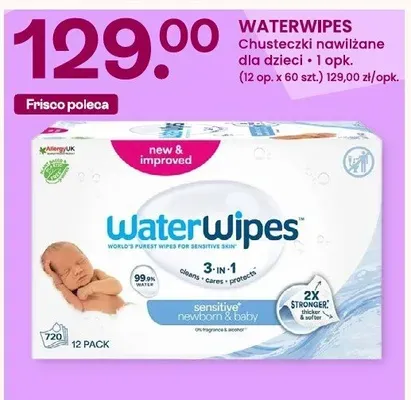 Chusteczki nawilżane WaterWipes dla dzieci i niemowląt sensitive newborn & baby promocja w Frisco