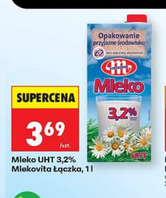 Mleko UHT Mlekovita Łączka 3,2% promocja w Biedronka