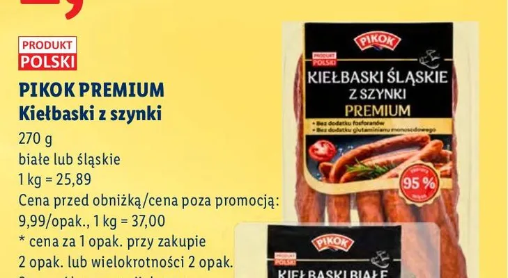 Kiełbaski białe z szynki premium promocja w Lidl