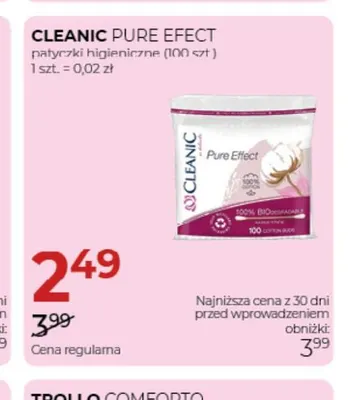 Patyczki higieniczne Cleanic Pure Effect promocja w Drogerie Jawa