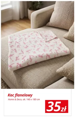 Koc flanelowy Home & Deco ok. 140x180cm promocja w KiK