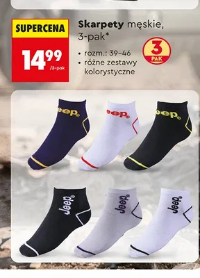 Skarpety męskie Jeep 3-pak promocja w Biedronka